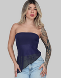 TOP TUBE CROPPED ASSIMETRICO FEMININO BÁSICO SEM ALÇA