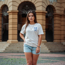 Camiseta Brasileira Floral Oversized Tshirt Gola Redonda Verão Tropical Moda Praia