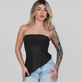 TOP TUBE CROPPED ASSIMETRICO FEMININO BÁSICO SEM ALÇA